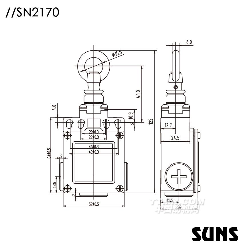 SUNS美國(guó)三實(shí)自復(fù)位拉繩開(kāi)關(guān)SN2170安全拉繩開(kāi)關(guān) 單向動(dòng)作式拉繩開(kāi)關(guān)